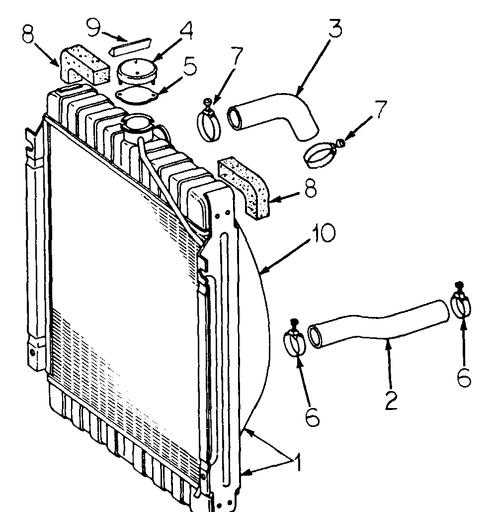 Radiator And Connections Diagram and Parts List for CUB185  Cub Cadet Lawn Tractor